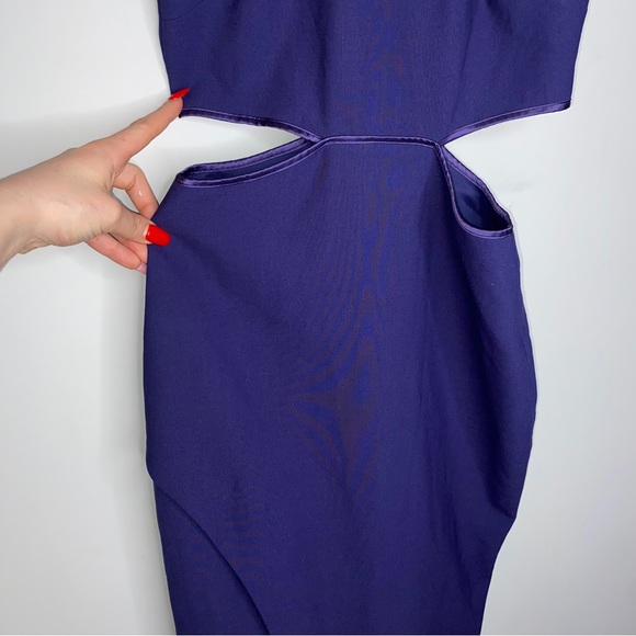 Cinq a Sept Dark Purple Halter Cutout Midi Dress - Picture 5 of 11